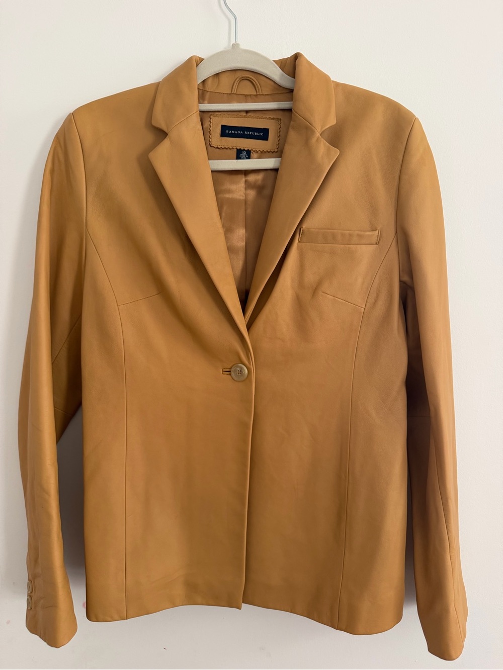 Genuine Leather Banana Republic Mustard-Tan Single-Button Blazer